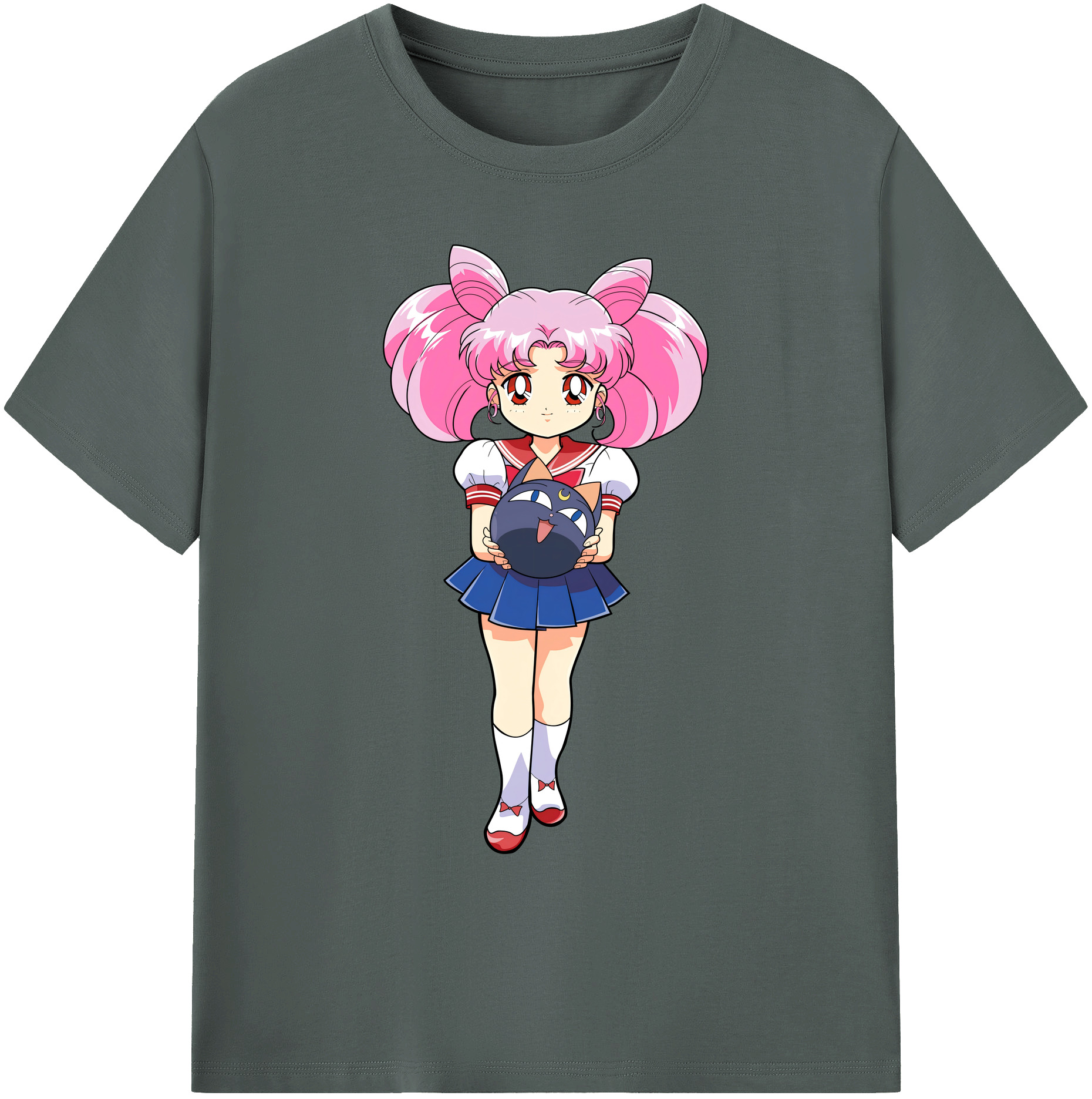 （画像用） 美少女戦士セーラームーン ちびうさ Sailor Moon Chibiusa Tsukino Usagi Small Lady Serenity 綿100％ メンズ半袖Tシャツ｜肌触りやわらか＆通気性
